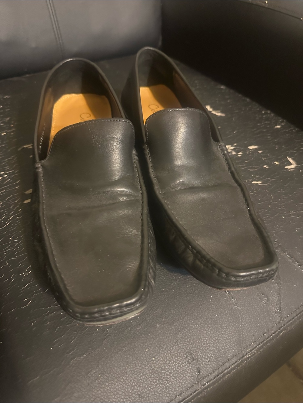 Cole Haan Black Leather Slip-On Driving Loafers